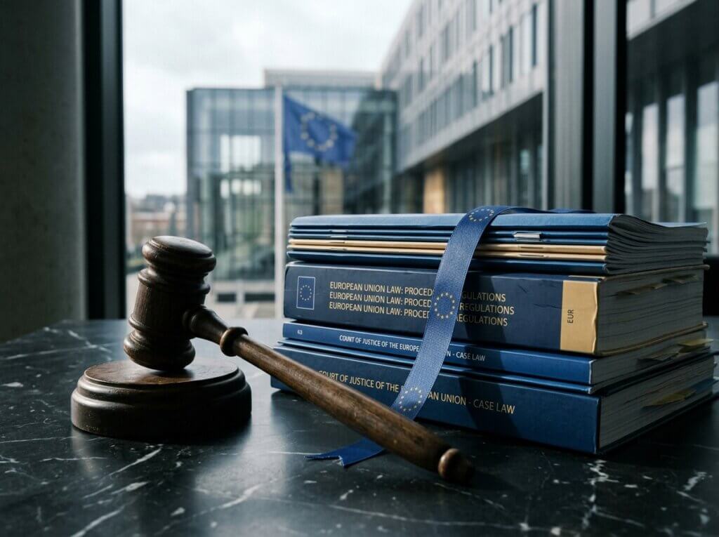 Umowa UE Mercosur i skarga do TSUE — symbol procedury prawnej