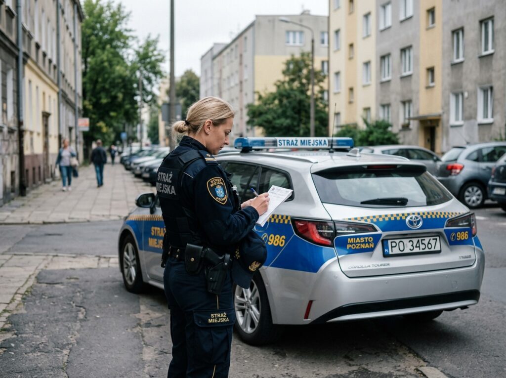 strażnik miejski wystawia mandat za zakaz fotografowania